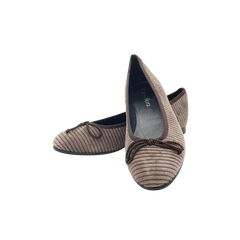 Luccine J104 Childrens Taupe Velvet Ballet Flat