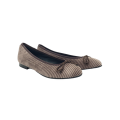 Luccine J104 Childrens Taupe Velvet Ballet Flat