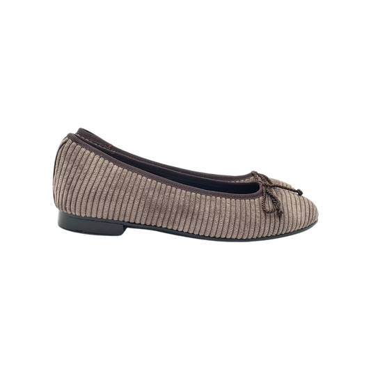 Luccine J104 Childrens Taupe Velvet Ballet Flat