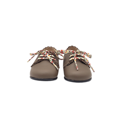 Blublonc Riley Kids Olive leather tie shoe