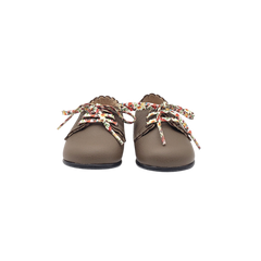 Blublonc Riley Kids Olive leather tie shoe