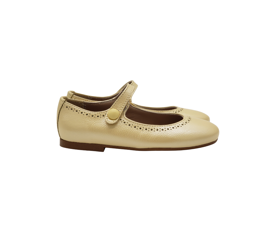 Papanatas 40112 Girls Camel Leather Mary Jane