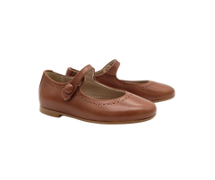 Papanatas 40112 Girls Camel Leather Mary Jane