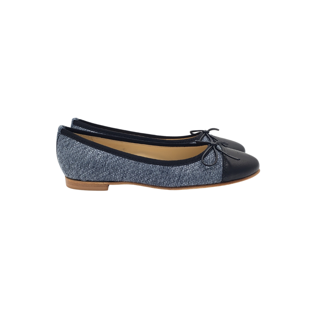 FS Fiona Ladies Navy Fabric Ballet Shoe