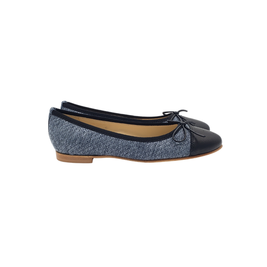 FS Fiona Ladies Navy Fabric Ballet Shoe