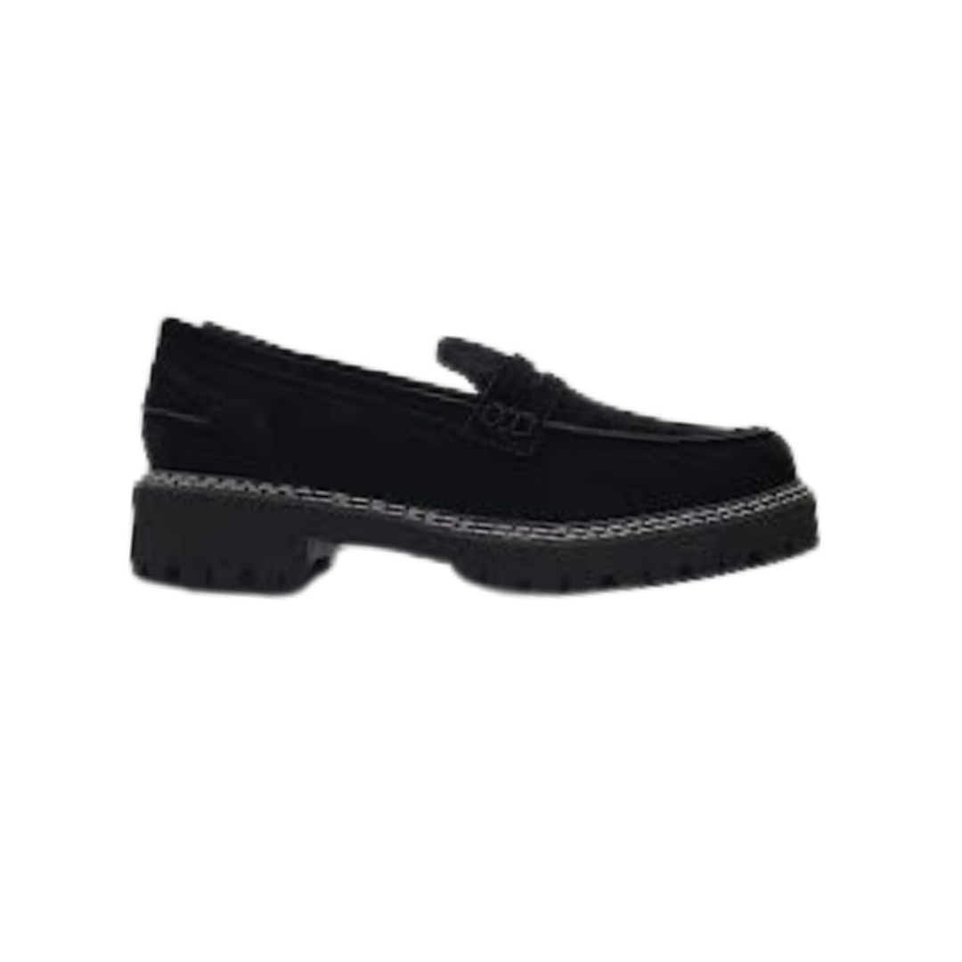 Viviamos Macy Black Suede Ladies Loafer
