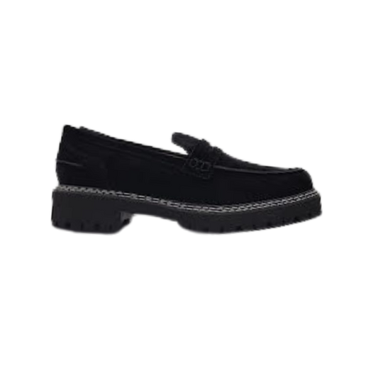 Viviamos Macy Black Suede Ladies Loafer
