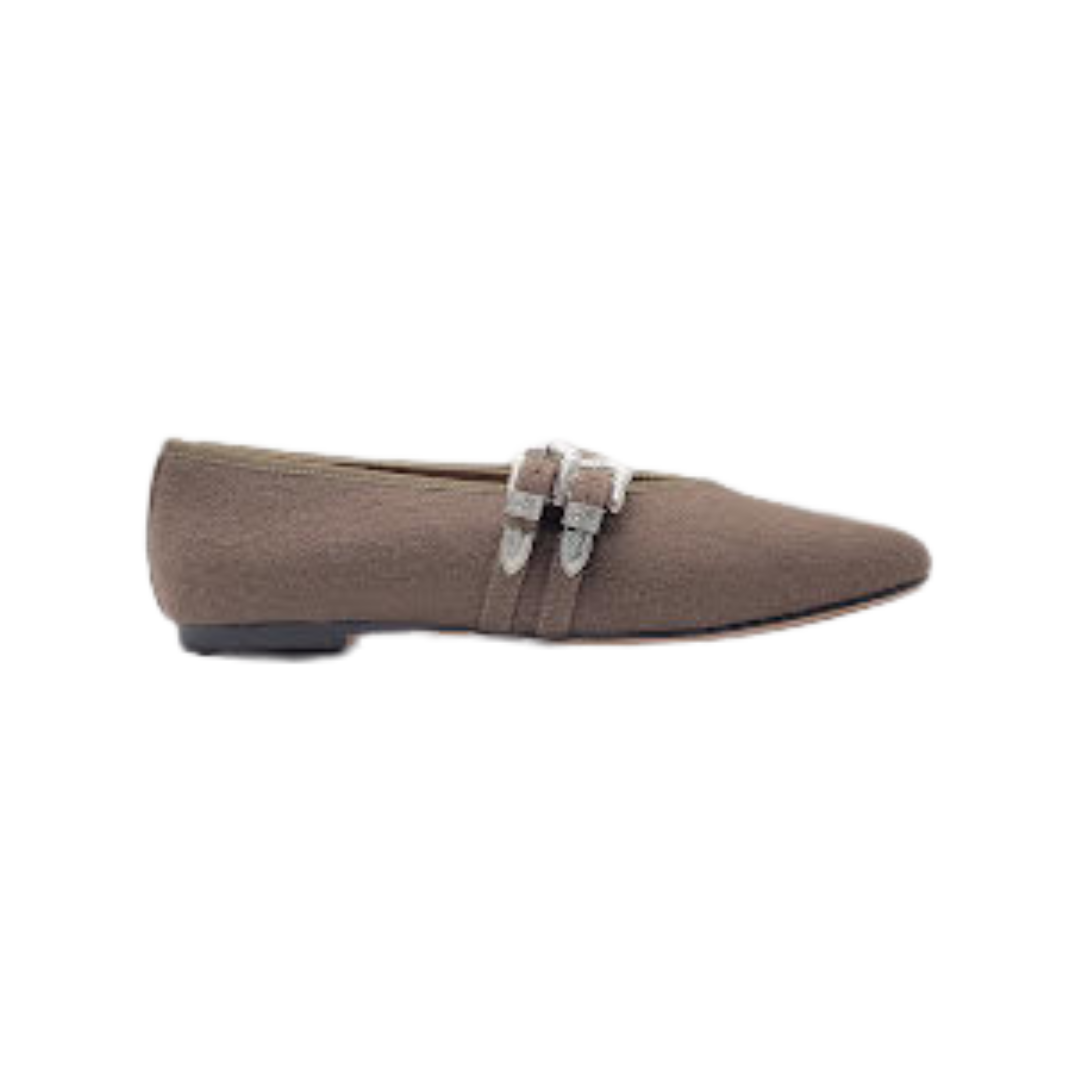 Viviamos Lara Taupe Flannel Ladies Mary Jane
