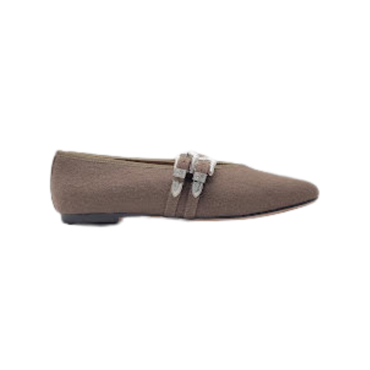 Viviamos Lara Taupe Flannel Ladies Mary Jane