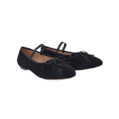 Viviamos Regal-A Black Suede Ladies Flats