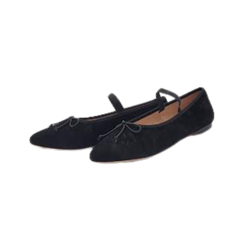 Viviamos Regal-A Black Suede Ladies Flats