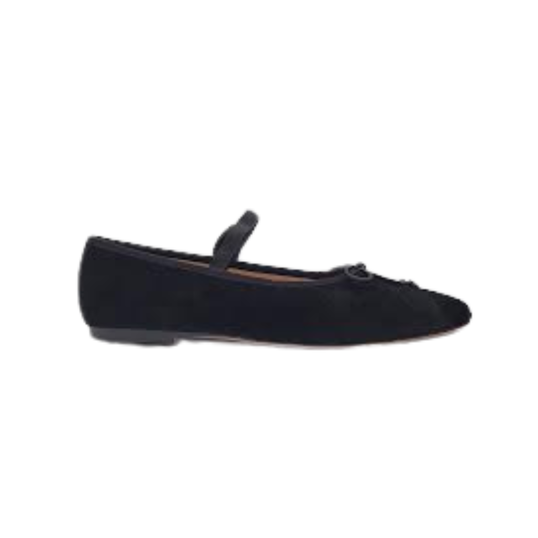 Viviamos Regal-A Black Suede Ladies Flats