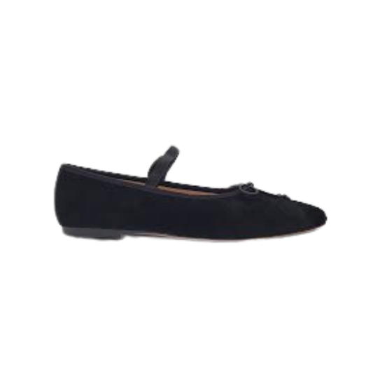 Viviamos Regal-A Black Suede Ladies Flats