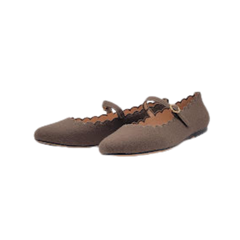 Viviamos Darma Taupe Flannel Ladies Mary Jane