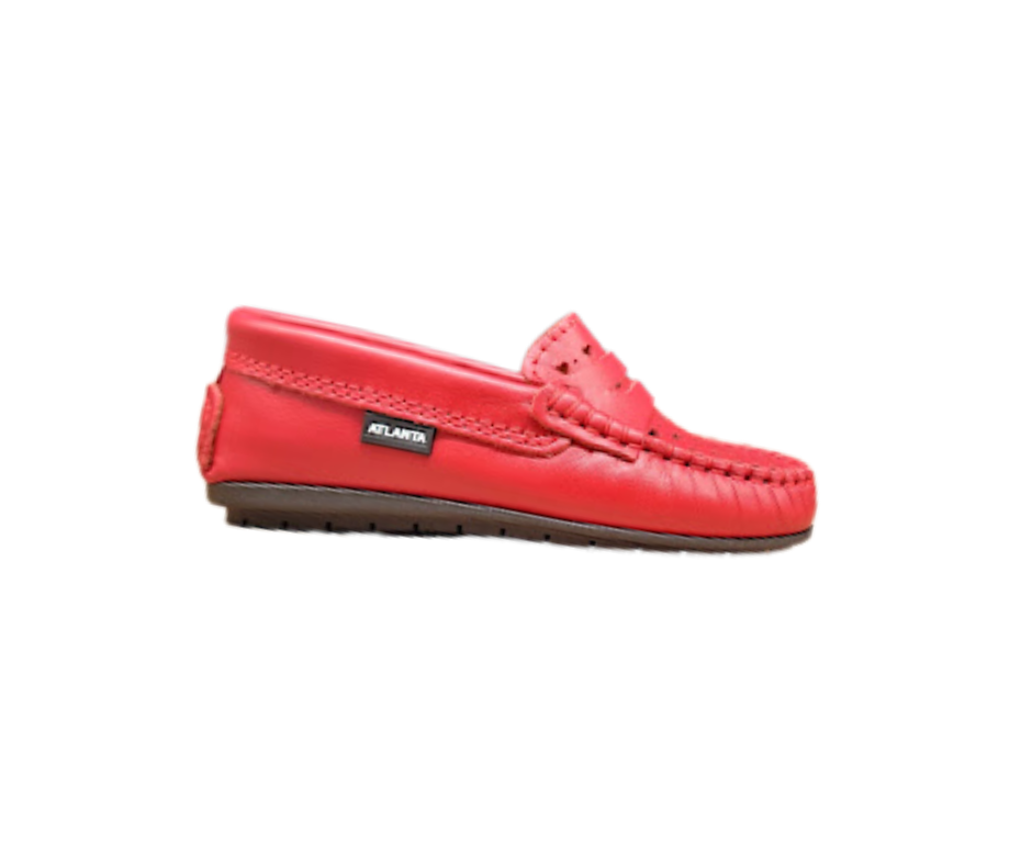 Atlanta Moccasin 32G Holes Children's Red Loafer