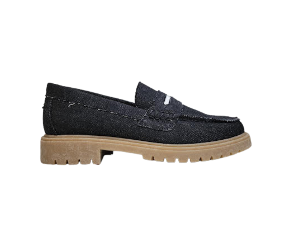 Blublonc Helga Black Denim Sport Loafer