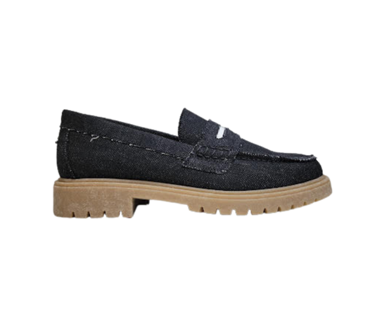 Blublonc Helga Black Denim Sport Loafer
