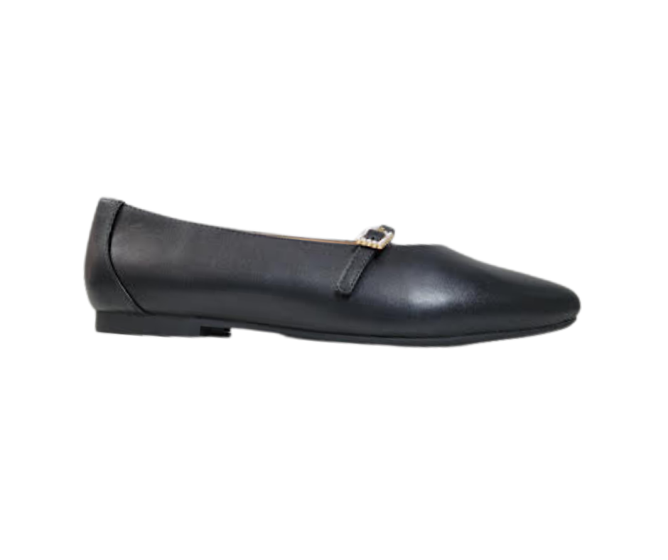 Esporre PearlZick Ladies Black Leather Low Mary Jane