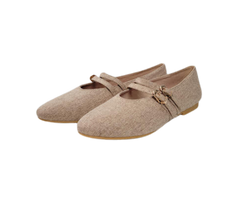 Esporre Kendel Ladies Beige Fabric Double Mary Jane