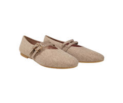 Esporre Kendel Ladies Beige Fabric Double Mary Jane