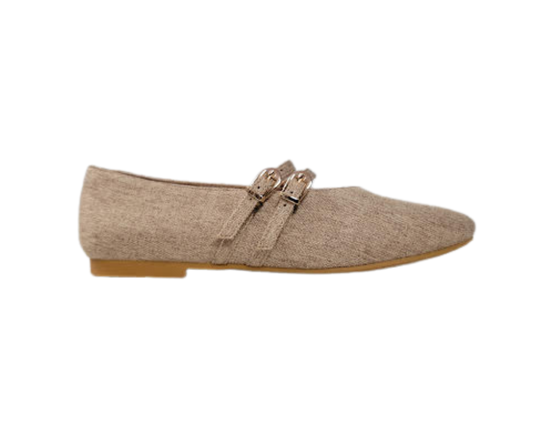 Esporre Kendel Ladies Beige Fabric Double Mary Jane