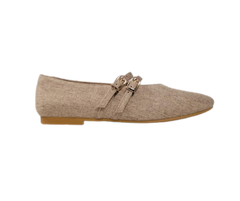 Esporre Kendel Ladies Beige Fabric Double Mary Jane