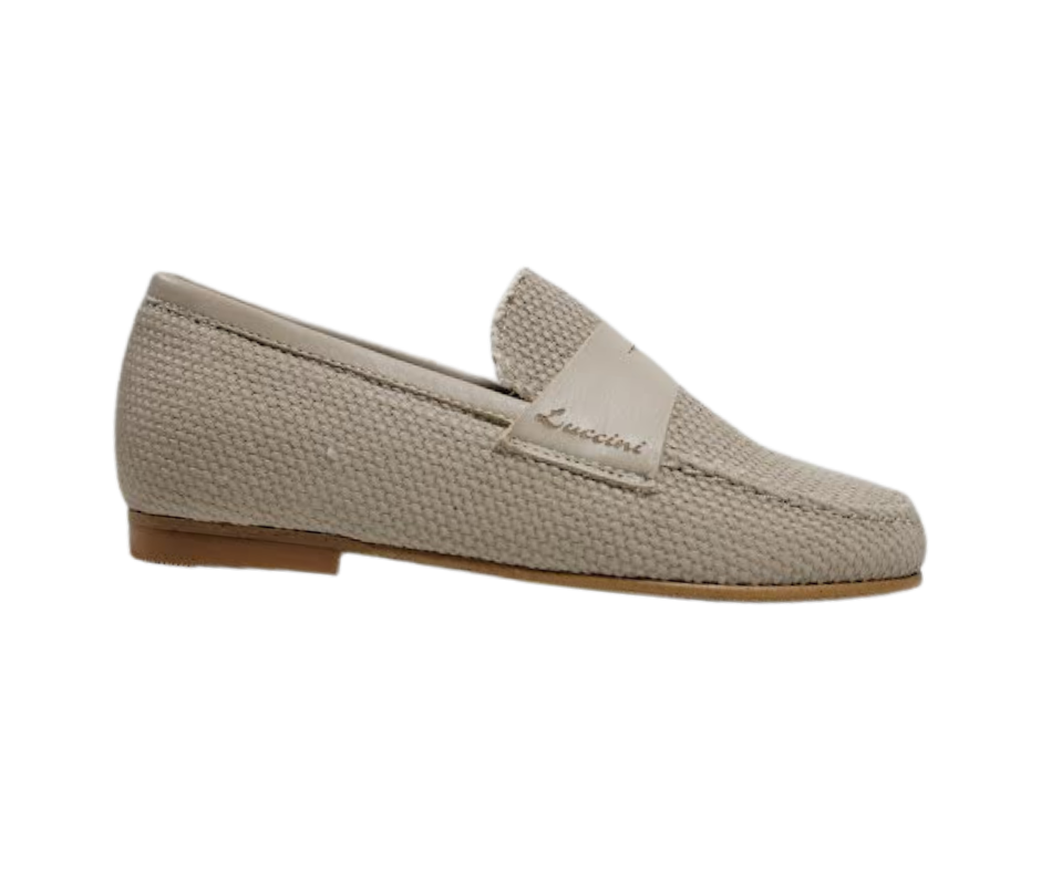 Luccini 9072 Boys Beige Fabric Dress Shoe