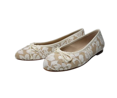 Brunella Bailarina Ladies Beige Fabric leather flats with bow