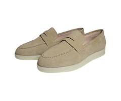 Blublonc Olivia Ladies Beige Suede Sneaker Shoe