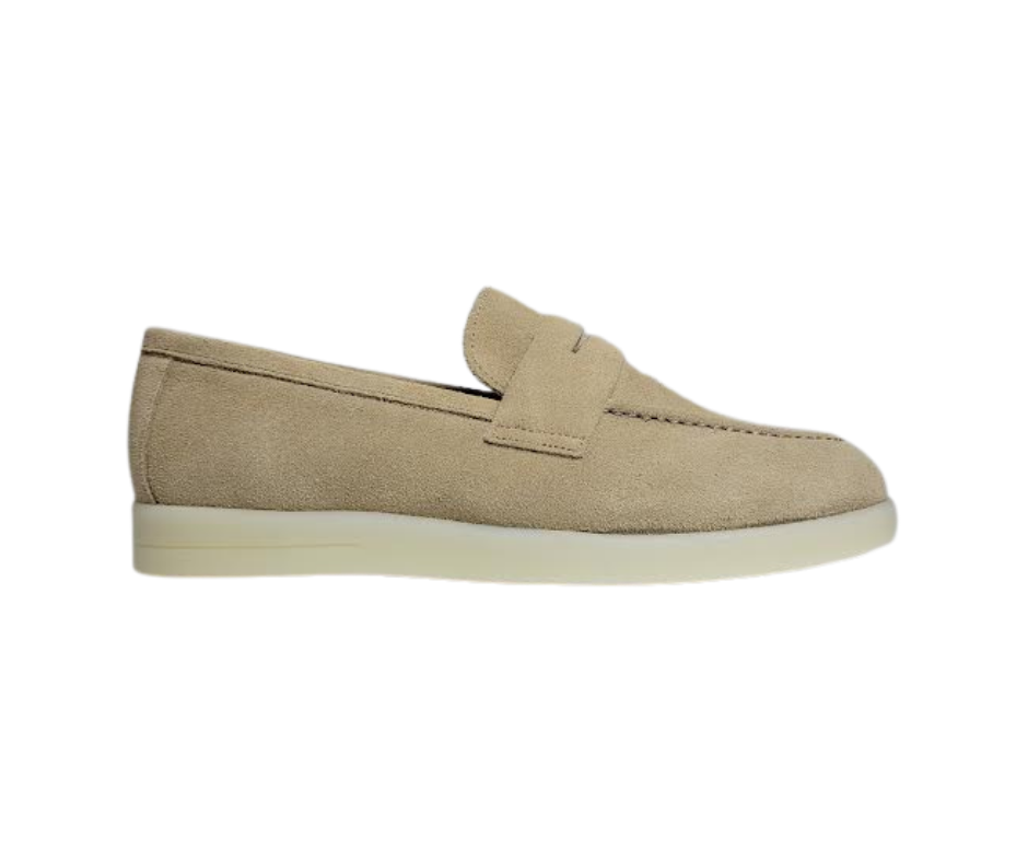 Blublonc Olivia Ladies Beige Suede Sneaker Shoe
