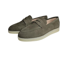 Blublonc Olivia Ladies Olive Suede Sneaker Shoe