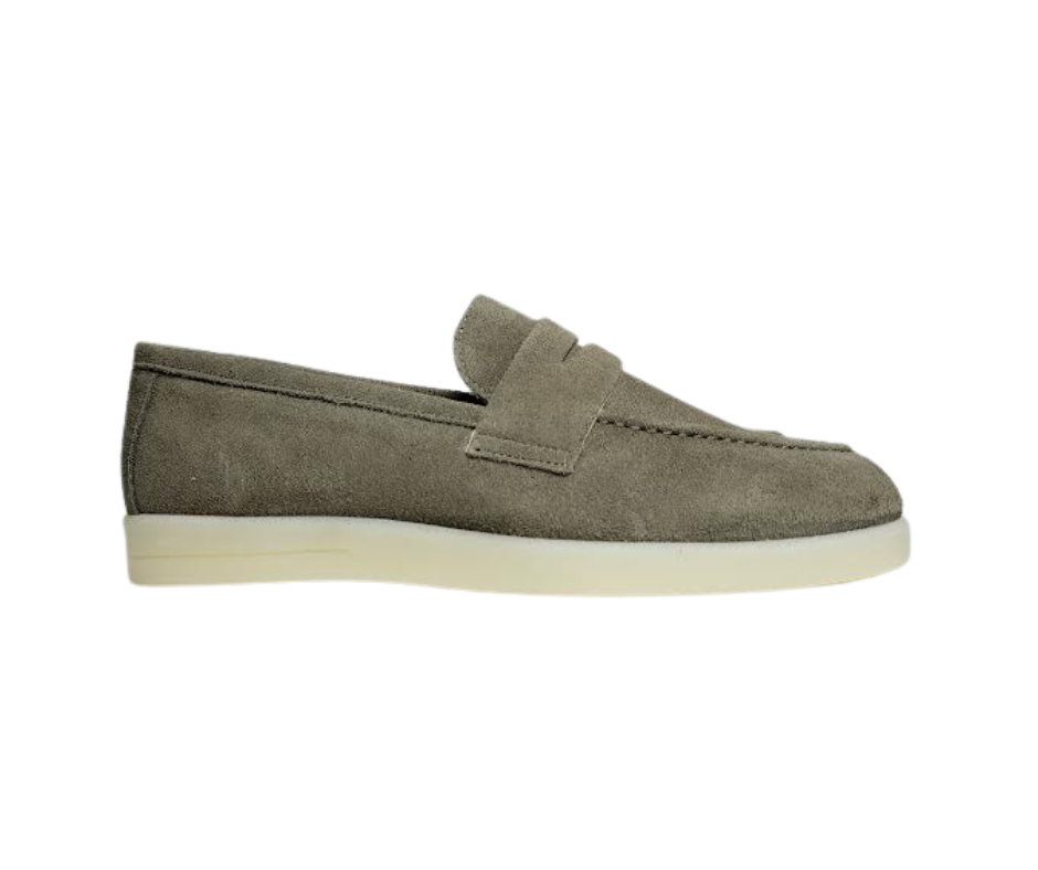 Blublonc Olivia Ladies Olive Suede Sneaker Shoe