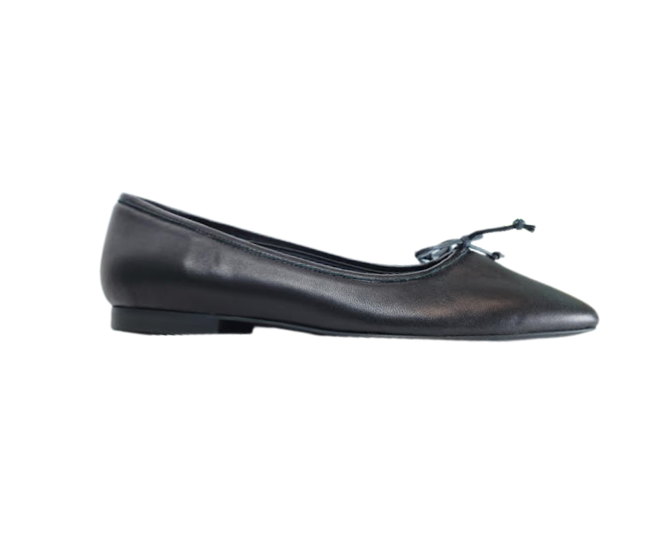 FS Lele Ladies Black Leather Ballet Flat
