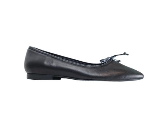 FS Lele Ladies Black Leather Ballet Flat
