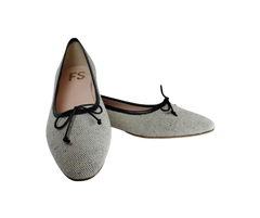 FS Lele Ladies Black & White Fabric Ballet Flat