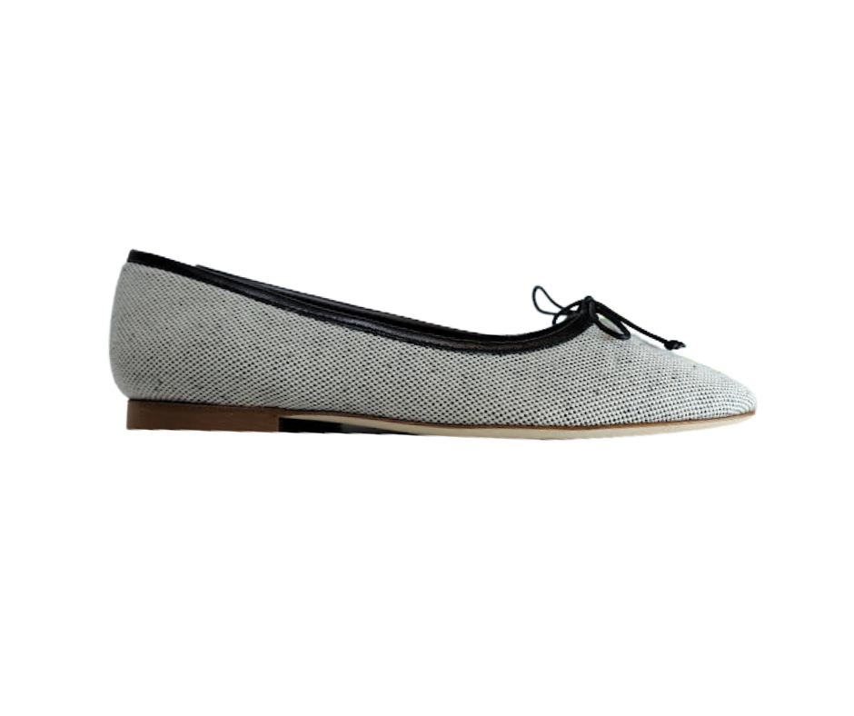 FS Lele Ladies Black & White Fabric Ballet Flat
