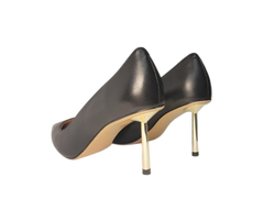 Viviamos Shine Ladies Black With Gold Leather Heel