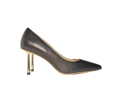 Viviamos Shine Ladies Black With Gold Leather Heel