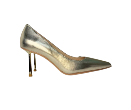 Viviamos Shine Ladies Gold Leather Heel