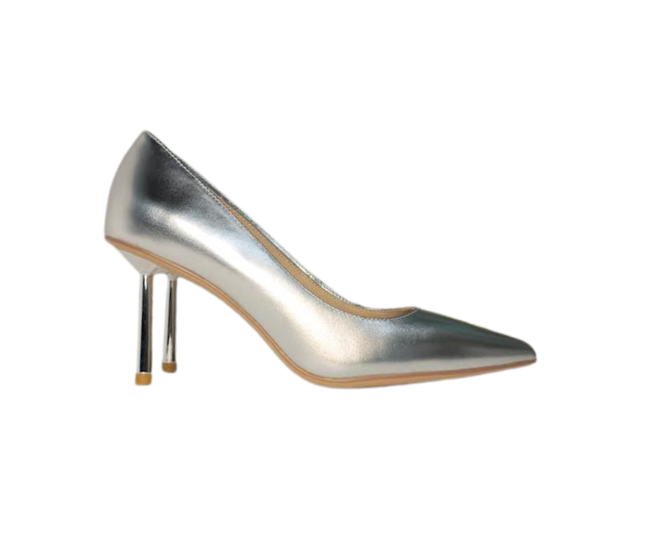 Viviamos Shine Ladies Silver Leather Heel