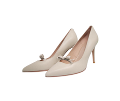 Viviamos Selma Ladies Ivory Leather Heel