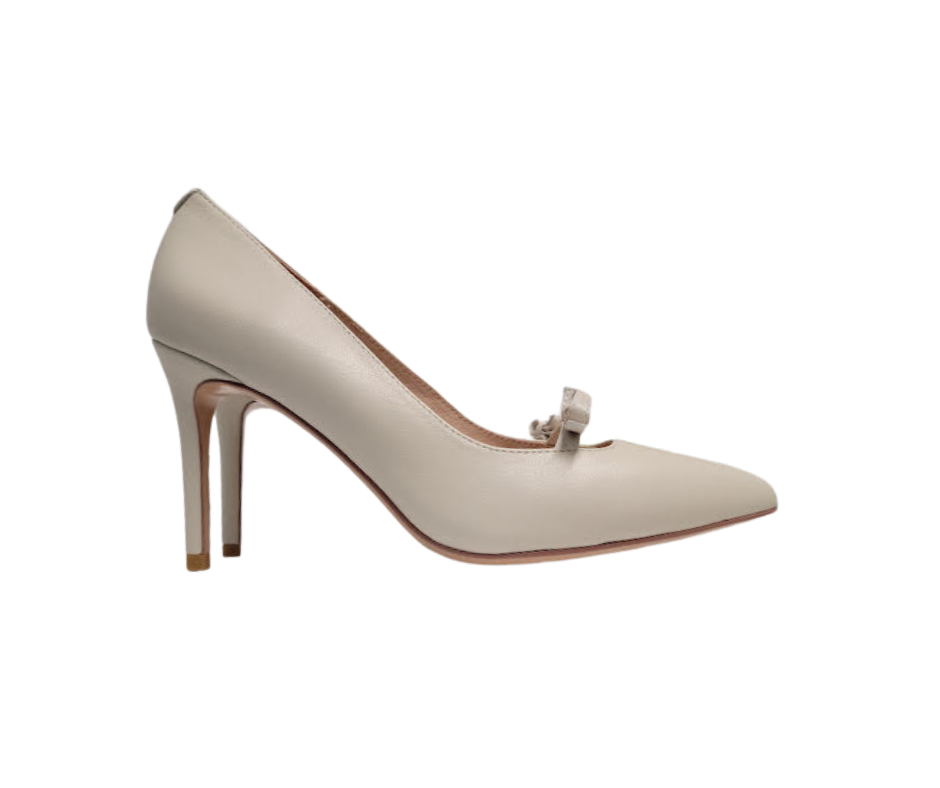 Viviamos Selma Ladies Ivory Leather Heel