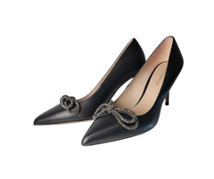 Viviamos Zest Ladies Black Leather Heel