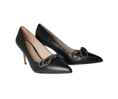 Viviamos Zest Ladies Black Leather Heel