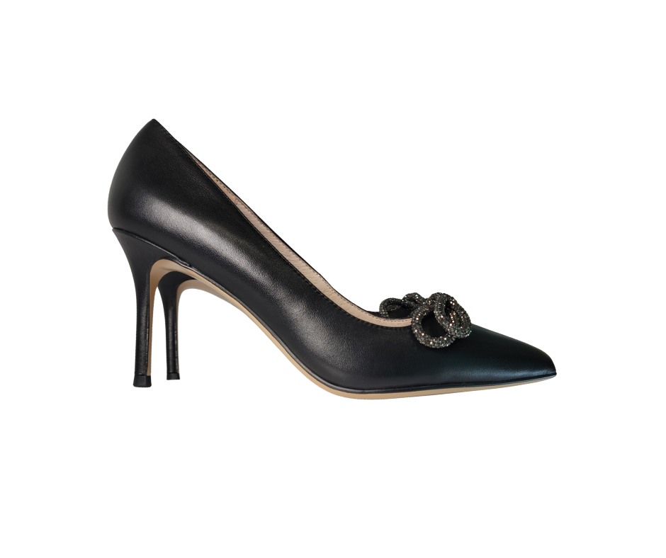 Viviamos Zest Ladies Black Leather Heel