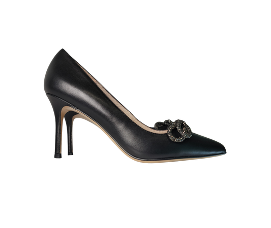 Viviamos Zest Ladies Black Leather Heel