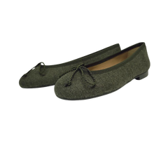 Papanatas 5631 Children's Green Flannel Ballet Flat
