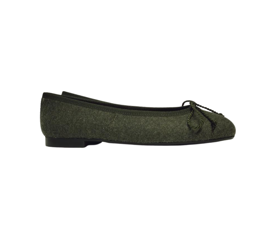 Papanatas 5631 Children's Green Flannel Ballet Flat