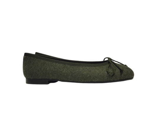 Papanatas 5631 Children's Green Flannel Ballet Flat