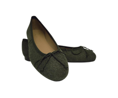 Papanatas 5631 Children's Green Flannel Ballet Flat